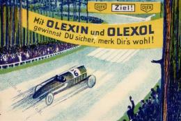 Tankstelle Olex Autorennen Werbe AK I- - Trains