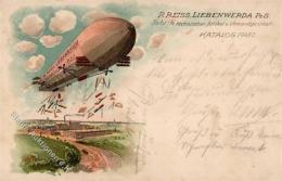 Zeppelin Bad Liebenwerda (O7901) Werbung R. Preiss Fabrik Techn. Artikel Lithographie 1913 I-II Dirigeable Publicite - Luchtschepen