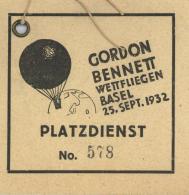 Ballon Gordon Bennet Wettfliegen Basel Platzdienst Karte I-II - Montgolfières