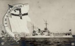 Schiff Kreuzer WK I SMS Westfalen 1914 Foto-Karte I-II Bateaux Bateaux - Oorlog 1914-18