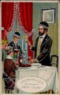 Judaika Neujahr Präge-Karte I-II (Klebereste RS) Judaisme Bonne Annee - Judaika