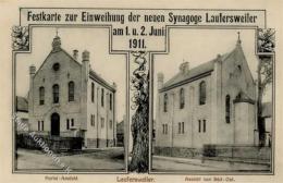 Synagoge LAUFERSWEILER - Festkarte Zur EINWEIHUNG Der Neuen Synagoge Laufersweiler Juni 1911 I R! Synagogue - Judaika