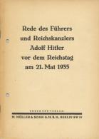 Buch WK II Rede Des Führers Und Reichskanzlers Adolf Hitler Vor Dem Reichstag Am 21. Mai 1935 3 Hefte 1x Deutsch 1x - Weltkrieg 1939-45