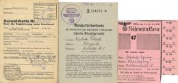 WK II Lot Mit über 30 Lebensmittel U. Kleiderkarten Abschnitte Sowie Ausweiskarte Zum Erhalt Der Lebensmittelkarten - Weltkrieg 1939-45