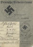 WK II Dokumente Deutsche Arbeitsfront Mitgliedskarte I-II (altersbedingete Gebrauchsspuren) - Weltkrieg 1939-45