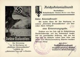 WK II - REICHSKOLONIALBUND Erinnerungskarte 1938 (keine Ak) I - Weltkrieg 1939-45