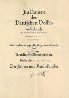 Verleihungsurkunde Goldenes Treudienst Ehrenzeichen II - Oorlog 1939-45