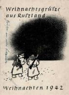 Weihnacht Im Feld WK II Weihnachtsgrüße Aus Russland Künstlerkarte I-II (fleckig) - Guerra 1939-45