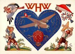 WHW WK II Flugzeug Kinder Sign. Neu, P. Künstler-Karte I-II Aviation - Guerra 1939-45