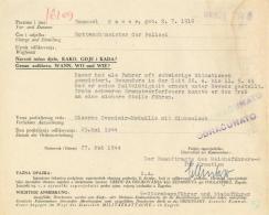 SS Verleihungsurkunde Kroatien Eiserne Zvonimir-Medaille Mit Eichenlaub I-II (fleckig) - Weltkrieg 1939-45