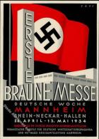 MANNHEIM WK II - ERSTE BRAUNE MESSE 1934, Künstlerkarte Im Bauhausstil Sign. Zapf I - Guerre 1939-45