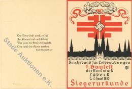 LÜBECK WK II - 1.GAUFEST Reichsbund F. Leibesübungen 1935 - Klaa-Siegerurkundenkarte (keine Ak) I - War 1939-45