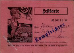 KARLSRUHE WK II - Festkarte (keine Ak) GAUFEST Reichsbund Für Leibesübungen 1935 -Kampfrichter-Ausweiskarte I- - Guerre 1939-45