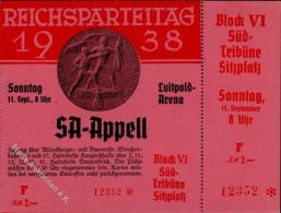 RP NÜRNBERG 1938 - Komplette Eintrittskarte SA-APPELL  I - Weltkrieg 1939-45
