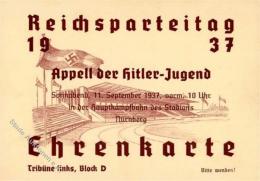 RP NÜRNBERG 1937 WK II - EHRENKARTE Zum Appell Der Hitler-Jugend I R! - War 1939-45