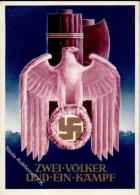 Propaganda WK II Zwei Völker Und Ein Kampf Sign. Klein, Gottfried Künstler-Karte I- - Weltkrieg 1939-45