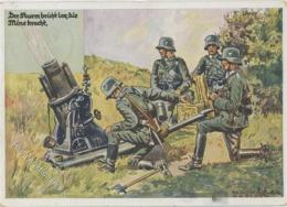 Propaganda WK II Sign. Kügler, Hanns Der Sturm Bricht Los, Die Mine Kracht Künstlerkarte I-II - Weltkrieg 1939-45