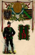 Regiment Nummer 19 Zeithain Übungsplatz Prägedruck 1914 I-II (fleckig) - Régiments