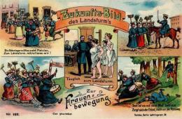 Musterung, Zukunftsbild Des Landsturm's, Zur Frauenbewegung, Ca. 1910 I-II - Autres & Non Classés