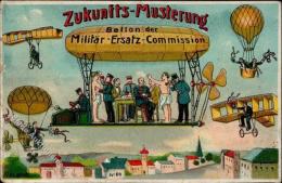 Musterung, Zukunfts-Musterung, Ballon Der Militär-Ersatz-Commission, Kleine Randmängel, Ca. 1910 I-II - Otros & Sin Clasificación