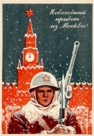 Russische Propaganda Soldat Bajonett Künstlerkarte I-II - Altri & Non Classificati