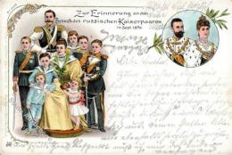 Adel Russland Zar Nikolas II  Zarin Alexandra Kaiser Wilhelm II Mit Familie Lithographie 1896 I-II - Sonstige & Ohne Zuordnung