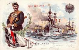 Adel Kaiser Wilhelm II Schiffe Princess Wilhelm, Kaiserin Auguste, Deutschland, Arcona U. Irene Lithographie 1900 I-II B - Otros & Sin Clasificación