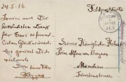 Adel Baden Feldpost Von Prinz Rupprecht Von Bayern An Prinz Alfons Von Bayern 1916 I-II - Andere & Zonder Classificatie