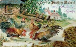 Huhn Hähne Ostern  Prägedruck 1907 I-II Paques - Autres & Non Classés