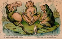 Frosch Personifiziert Bier Wurst Rauchen Litho 1898 I-II Grenouille Bière - Otros & Sin Clasificación