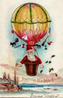 Weihnachtsmann Ballon Spielzeug  Lithographie / Prägedruck 1904 I-II Pere Noel Jouet - Andere & Zonder Classificatie