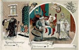 WEIHNACHTSMANN - NIKOLAUS Und KRAMPUS-Litho 1898 - Ecken Gestoßen!, II - Other & Unclassified