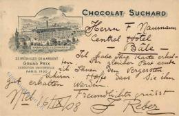 Schokolade Suchard Lörrach (7850) Ganzsache 5 Rappen 1908 I-II - Werbepostkarten