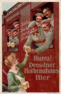 Bier Dresdner Hofbrauhaus Bier Soldaten Künstlerkarte I-II Bière - Publicité