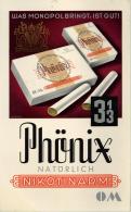 Werbung Tabak Monopol Phönix Pappaufsteller Ca. 39 X 24 Cm II Publicite - Werbepostkarten