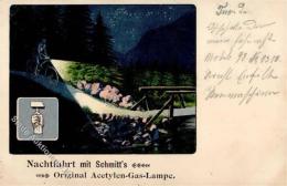 FAHRRAD - Nachtfahrt Mit Schmitts Original ACETYLEN-GAS-LAMPE, I-II - Werbepostkarten