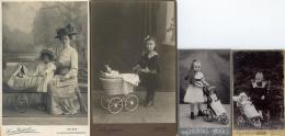 Puppenwagen Lot Mit 2 CDV Und 2 Kabibettfotos I-II - Jeux Et Jouets