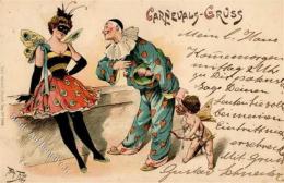 Thiele, Arthur Karneval Clown Engel Frau  Künstlerkarte 1900 I-II Ange - Thiele, Arthur