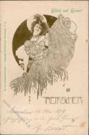 Moser, Koloman Frau Treff-Sicher 1899 Künstler-Karte I-II (fleckig) - Sonstige & Ohne Zuordnung