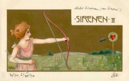 Künstler Sign. Jozsa, Carl Frau Jugendstil Sirenen III Künstlerkarte I-II Art Nouveau - Sonstige & Ohne Zuordnung
