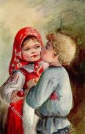 Kunst Russland Kinder  Künstlerkarte 1907 I-II (fleckig) - Sonstige & Ohne Zuordnung