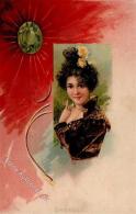 Jugendstil Frau Smaragd Litho 1902 I-II Art Nouveau - Sonstige & Ohne Zuordnung