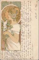 Mucha, Alfons Frau Jugendstil Künstler-Karte I-II (Eckbug) Art Nouveau - Altri & Non Classificati