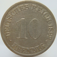 LaZooRo: Germany 10 Pfennig 1892 G VF / XF -  Key Date - 10 Pfennig