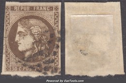 30c Bordeaux Avec Variété ´R´ Touchant Le Cadre à -30€ ! (Dallay N° 47e , Cote 500€) - 1870 Bordeaux Printing