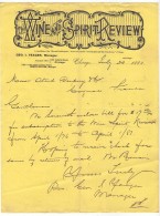 003, Etats-Unis, Lettre Avec Entête Chicago, Wine And Spirit Rewiew, Alcool, 1880 - Etats-Unis