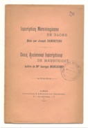 Plaquette De 21 Pages - Inscription Mérovingienne De GLONS Et Inscriptions De MAESTRICHT 1901 (b208) - Belgique