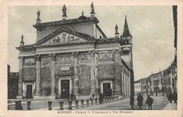 06905 "ROVIGO - CHIESA S. FRANCESCO E VIA SILVESTRI" ANIMATA. CART. ILL. ORIG. SPED.  1928 - Rovigo