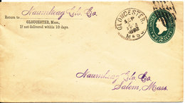 USA Postal Stationery Cover Gloucester 3-9-1892 A Little Tear At The Top Of The Cover - ...-1900