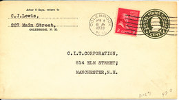 USA Uprated Postal Stationery Cover Colebrook 8-4-1939 - 1921-40